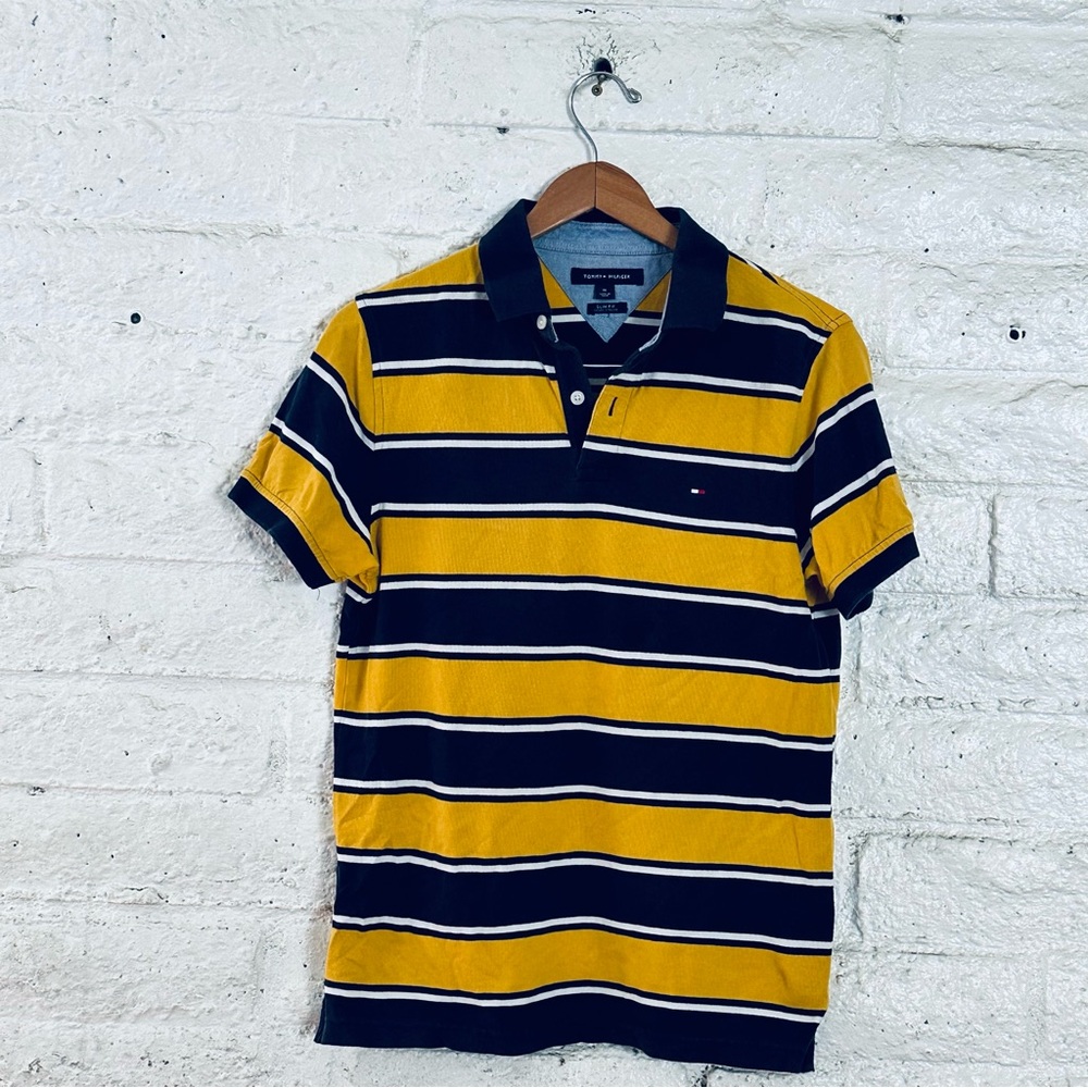 Tommy Hilfiger Men's Yellow Striped Polo Shirt